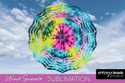 Neon Tie Dye Wind Spinner Sublimation - Rainbow Wind Spinner Sublimation OrangeBrushStudio 