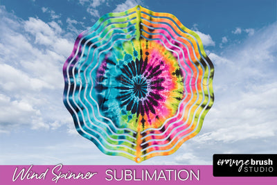 Neon Tie Dye Wind Spinner Sublimation - Rainbow Wind Spinner Sublimation OrangeBrushStudio 
