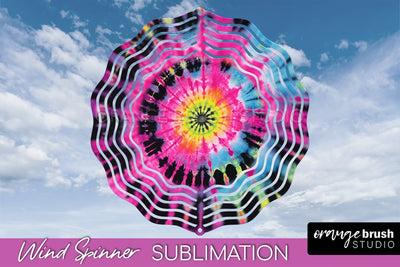 Neon Tie Dye Wind Spinner Sublimation - Rainbow Wind Spinner Sublimation OrangeBrushStudio 