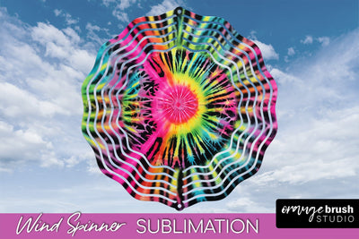 Neon Tie Dye Wind Spinner Sublimation - Rainbow Wind Spinner Sublimation OrangeBrushStudio 