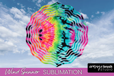 Neon Tie Dye Wind Spinner Sublimation - Rainbow Wind Spinner Sublimation OrangeBrushStudio 