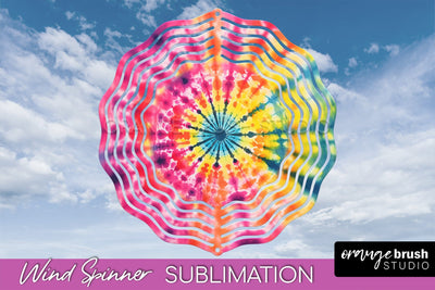 Neon Tie Dye Wind Spinner Sublimation - Rainbow Wind Spinner Sublimation OrangeBrushStudio 