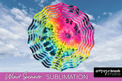 Neon Tie Dye Wind Spinner Sublimation - Rainbow Wind Spinner Sublimation OrangeBrushStudio 