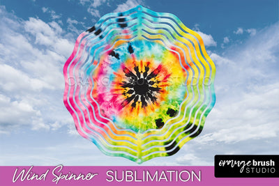 Neon Tie Dye Wind Spinner Sublimation - Rainbow Wind Spinner Sublimation OrangeBrushStudio 