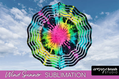 Neon Tie Dye Wind Spinner Sublimation - Rainbow Wind Spinner Sublimation OrangeBrushStudio 