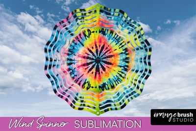 Neon Tie Dye Wind Spinner Sublimation - Rainbow Wind Spinner Sublimation OrangeBrushStudio 