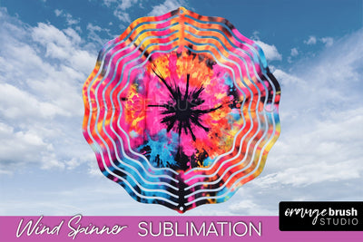 Neon Tie Dye Wind Spinner Sublimation - Rainbow Wind Spinner Sublimation OrangeBrushStudio 