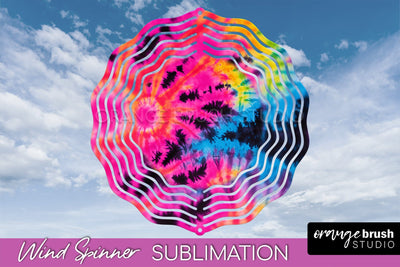Neon Tie Dye Wind Spinner Sublimation - Rainbow Wind Spinner Sublimation OrangeBrushStudio 