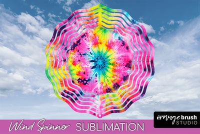 Neon Tie Dye Wind Spinner Sublimation - Rainbow Wind Spinner Sublimation OrangeBrushStudio 