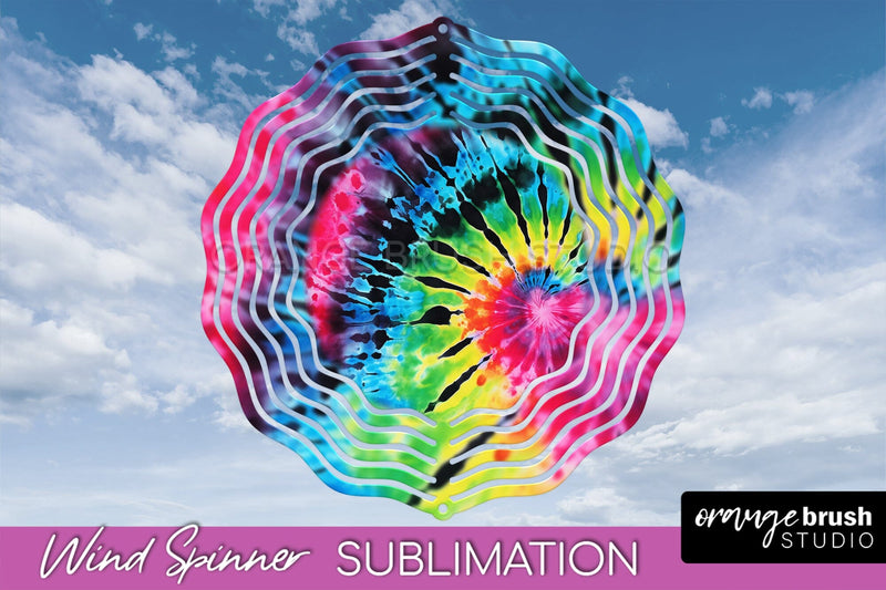 Neon Tie Dye Wind Spinner Sublimation - Rainbow Wind Spinner Sublimation OrangeBrushStudio 