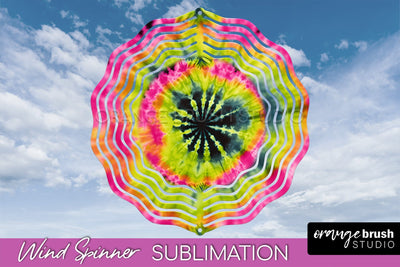 Neon Tie Dye Wind Spinner Sublimation - Rainbow Wind Spinner Sublimation OrangeBrushStudio 