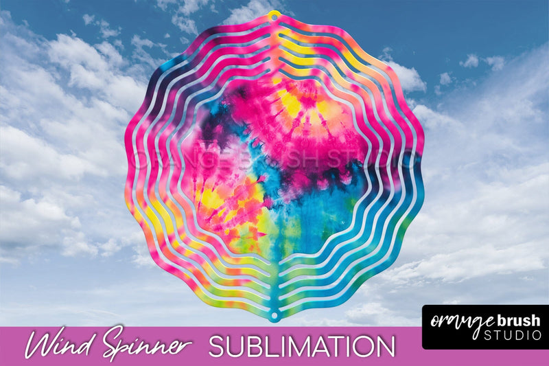 Neon Tie Dye Wind Spinner Sublimation - Rainbow Wind Spinner Sublimation OrangeBrushStudio 