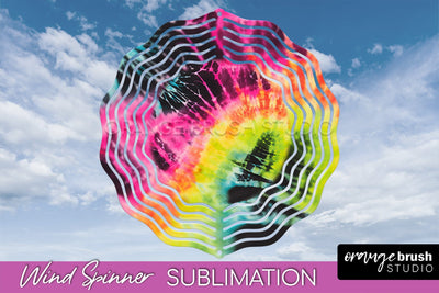 Neon Tie Dye Wind Spinner Sublimation - Rainbow Wind Spinner Sublimation OrangeBrushStudio 