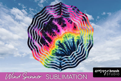 Neon Tie Dye Wind Spinner Sublimation - Rainbow Wind Spinner Sublimation OrangeBrushStudio 