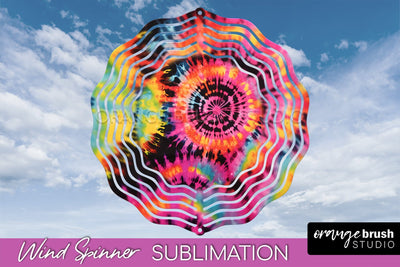 Neon Tie Dye Wind Spinner Sublimation - Rainbow Wind Spinner Sublimation OrangeBrushStudio 