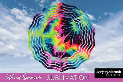 Neon Tie Dye Wind Spinner Sublimation - Rainbow Wind Spinner Sublimation OrangeBrushStudio 