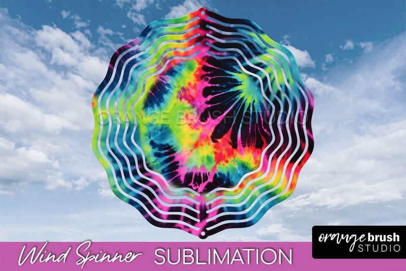 Neon Tie Dye Wind Spinner Sublimation - Rainbow Wind Spinner Sublimation OrangeBrushStudio 