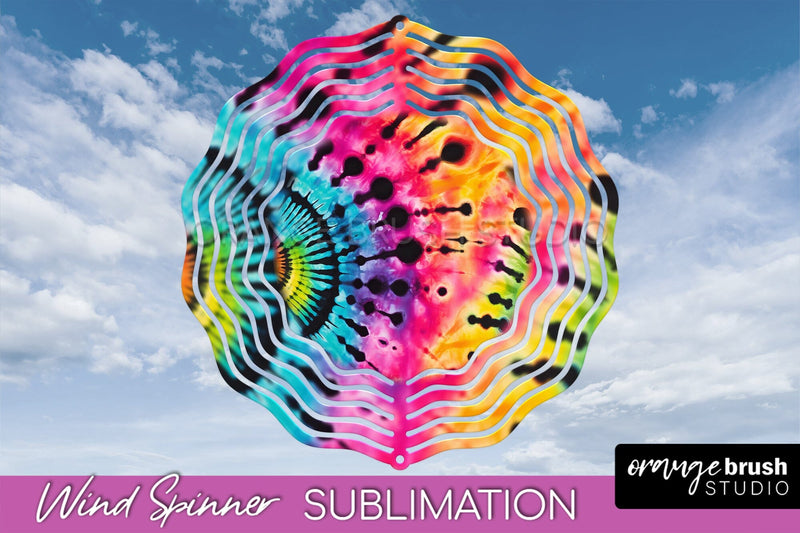 Neon Tie Dye Wind Spinner Sublimation - Rainbow Wind Spinner Sublimation OrangeBrushStudio 