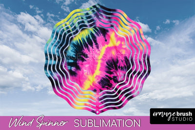 Neon Tie Dye Wind Spinner Sublimation - Rainbow Wind Spinner Sublimation OrangeBrushStudio 