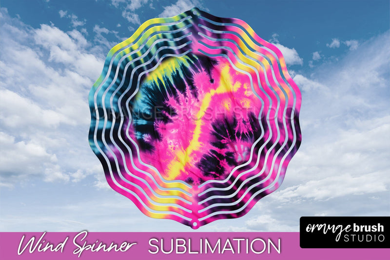 Neon Tie Dye Wind Spinner Sublimation - Rainbow Wind Spinner Sublimation OrangeBrushStudio 
