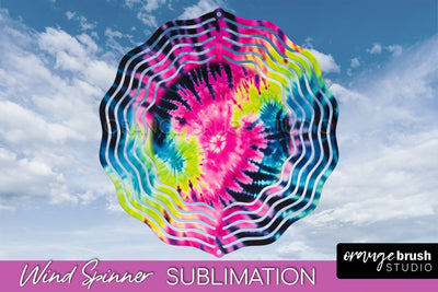 Neon Tie Dye Wind Spinner Sublimation - Rainbow Wind Spinner Sublimation OrangeBrushStudio 