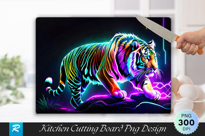 Neon Tiger Background Cutting Board Sublimation Regulrcrative 