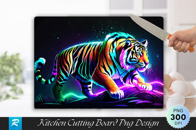 Neon Tiger Background Cutting Board Sublimation Regulrcrative 