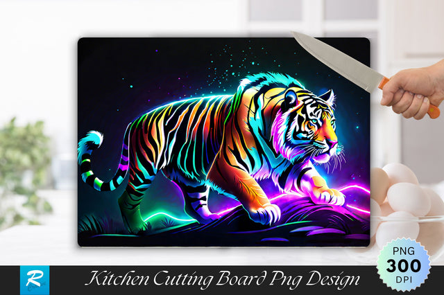 Neon Tiger Background Cutting Board Sublimation Regulrcrative 