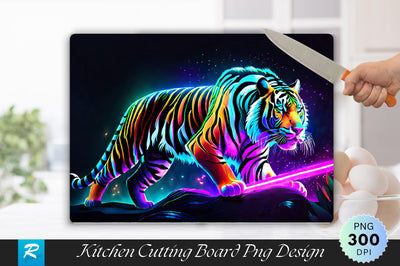 Neon Tiger Background Cutting Board Sublimation Regulrcrative 