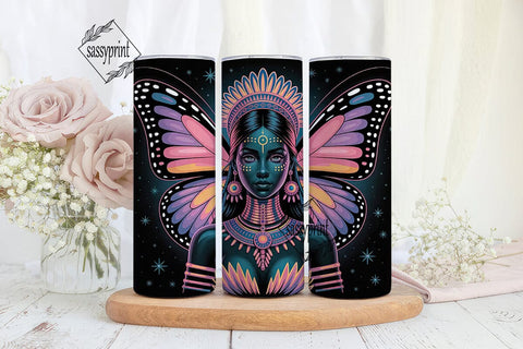 Neon Tribal Goddess 20oz Tumbler Wrap Sublimation sassyprint 