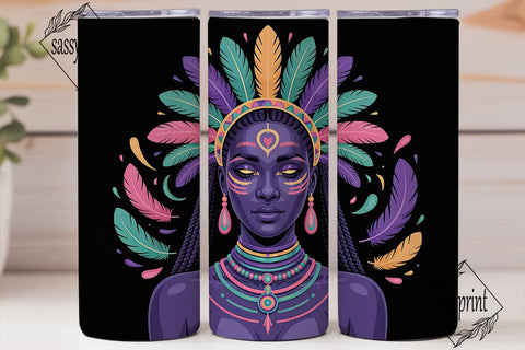 Neon Tribal Queen 20oz Tumbler Design Sublimation sassyprint 