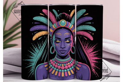 Neon Tribal Queen 20oz Tumbler Design Sublimation sassyprint 