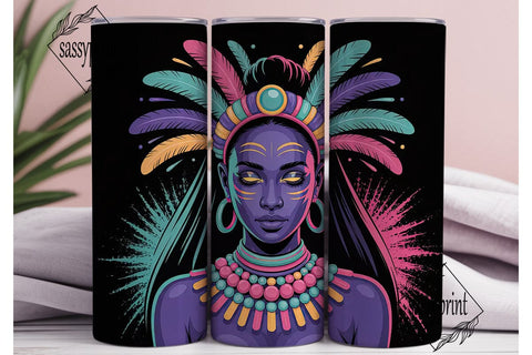 Neon Tribal Queen 20oz Tumbler Design Sublimation sassyprint 