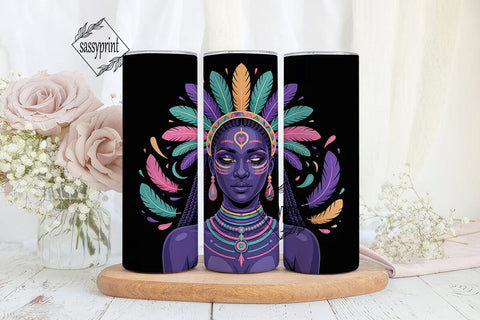 Neon Tribal Queen 20oz Tumbler Design Sublimation sassyprint 