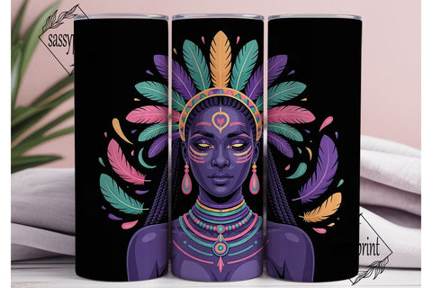 Neon Tribal Queen 20oz Tumbler Design Sublimation sassyprint 