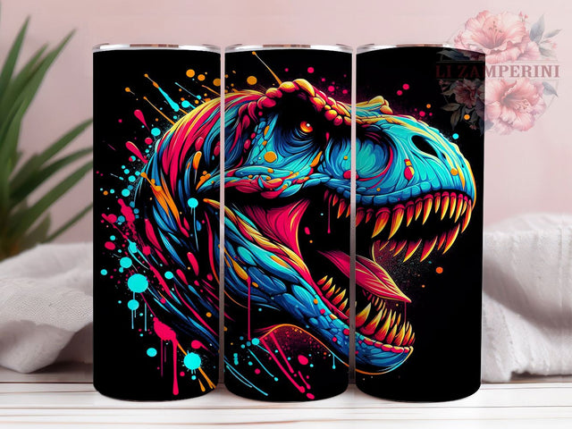 Neon Trippy Dinosaur Tumbler Wrap, Glow Dino Tumbler, Jurassic Tumbler Wrap, 20oz Sublimation Wrap, Trippy Dinosaur Tumbler, Prehistoric Tumbler Design, Colorful Dino Tumbler Sublimation Li Zamperini 