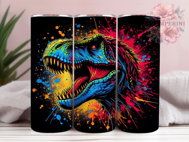 Neon Trippy Dinosaur Tumbler Wrap, Glow Dino Tumbler, Jurassic Tumbler Wrap, 20oz Sublimation Wrap, Trippy Dinosaur Tumbler, Prehistoric Tumbler Design, Colorful Dino Tumbler Sublimation Li Zamperini 