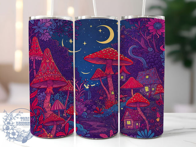 Neon Trippy Mushroom Tumbler Wrap, Psychedelic Mushroom PNG, Bright Color Tumbler, Trippy Tumbler Design, 20oz Sublimation Wrap, Glow Tumbler PNG, Funky Mushroom Tumbler Sublimation ToriDesigns 