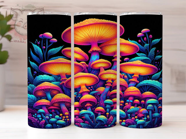 Neon Trippy Psychedelic Mushroom Tumbler, Neon Psychedelic Wrap, 20Oz Skinny Tumbler, Mushroom Sublimation Design, Bright Colorful Drinkware, Psychedelic Forest Tumbler, Funky Mushroom Wrap Sublimation Lara' s Designs 