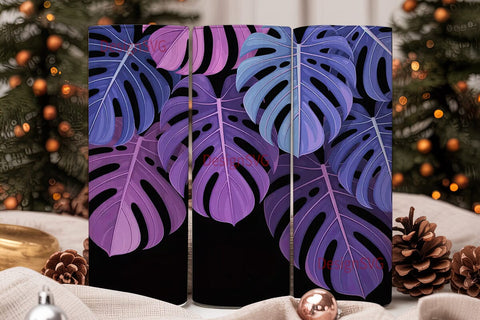 Neon Tropical Leaves 20oz Tumbler Wrap Sublimation DesignSVG 