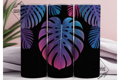 Neon Tropical Leaves 20oz Tumbler Wrap Sublimation sassyprint 