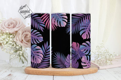 Neon Tropical Leaves 20oz Tumbler Wrap Sublimation sassyprint 
