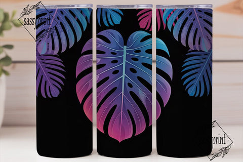 Neon Tropical Leaves 20oz Tumbler Wrap Sublimation sassyprint 
