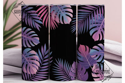 Neon Tropical Leaves 20oz Tumbler Wrap Sublimation sassyprint 