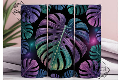 Neon Tropical Monstera 20oz Tumbler Wrap Sublimation sassyprint 