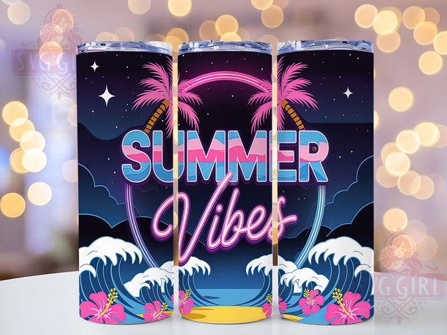 Neon Tropical Summer Vibes Tumbler Wrap, Bright Summer Wrap, 20oz Sublimation Design, Fun Summer Cup, Vibrant Tumbler Design, Tropical Vibes Wrap, Summer Vibes Cup Sublimation SvggirlplusArt 