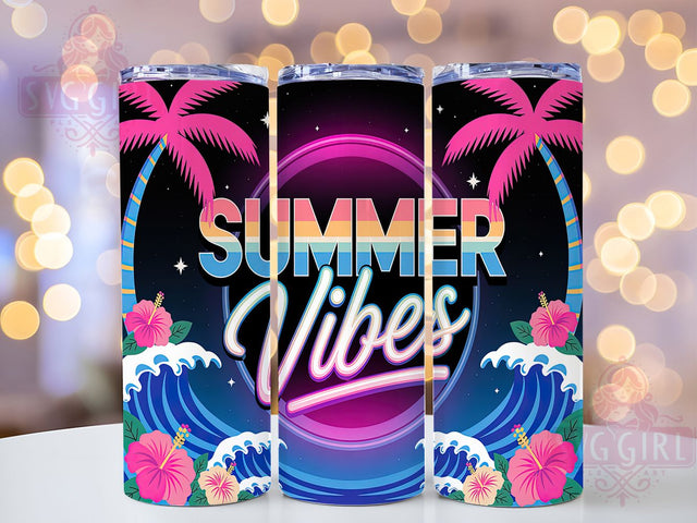 Neon Tropical Summer Vibes Tumbler Wrap, Bright Summer Wrap, 20oz Sublimation Design, Fun Summer Cup, Vibrant Tumbler Design, Tropical Vibes Wrap, Summer Vibes Cup Sublimation SvggirlplusArt 