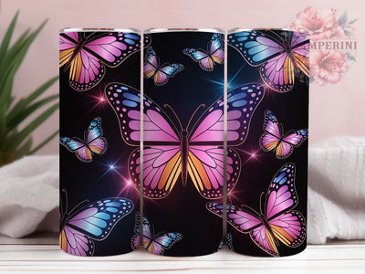 Neon Vibrant Glow Butterfly Tumbler, Vibrant Butterfly Tumbler, Glowing Butterfly Wrap, Whimsical Neon Wrap, Artistic Glow Wrap, Sublimation Design, Trendy Gift Idea Sublimation Li Zamperini 