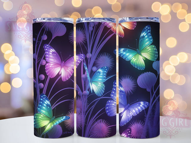 Neon Vivid Butterfly Tumbler, Neon Design, Vivid Colors, Nature Theme, Whimsical Style, 20Oz Tumbler, Sublimation Wrap Sublimation SvggirlplusArt 