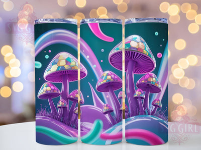 Neon Watercolor Mushroom Tumbler, Neon Style, Watercolor Art, Psychedelic Design, Colorful Pattern, 20Oz Tumbler, Sublimation Wrap Sublimation SvggirlplusArt 